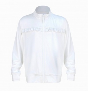 Girls white tennis jacket with ruffle trim
