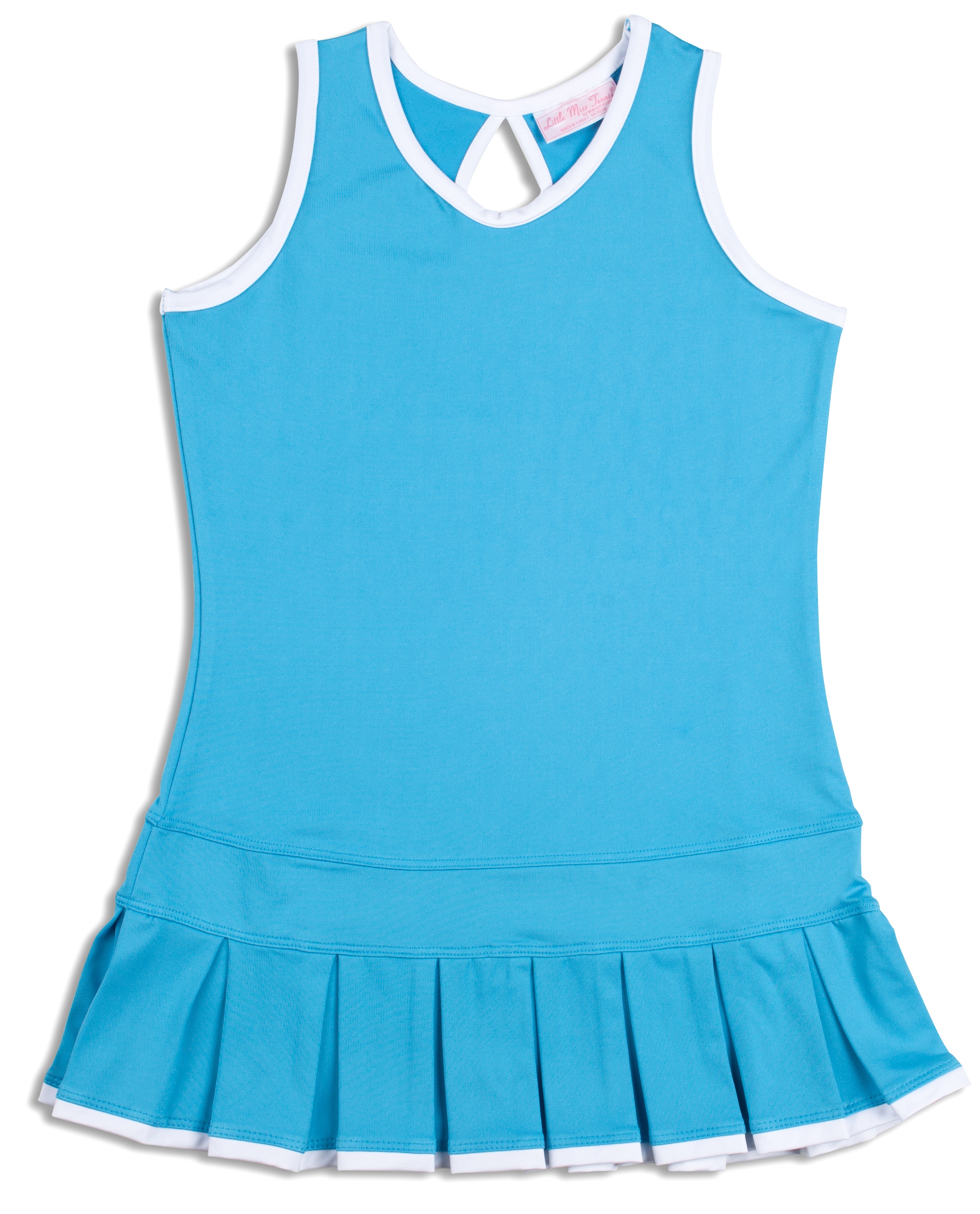 Girls Twilight Blue pleated tennis dress with white trim - mytenniskit ...