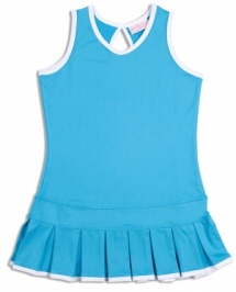 Girls Twilight Blue pleated tennis dress with white trim